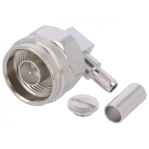 J01020A0035; Plug; N; male; angled 90°; 50Ω; B9907,KX15,LMR195,RG141,RG58C/U; TELEGÄRTNER