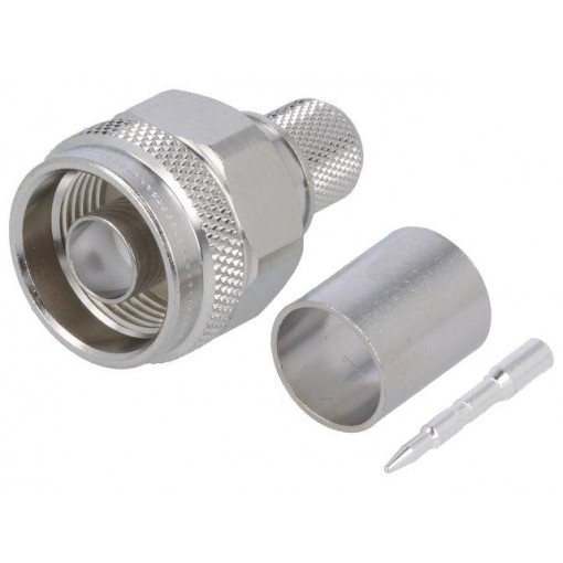 J01020A0107; Plug; N; male; straight; 50Ω; RG213; crimped; for cable; teflon; TELEGÄRTNER