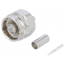 J01020A0108; Plug; N; male; straight; 50Ω; B9907,KX15,RG58C/U; crimped; teflon; TELEGÄRTNER