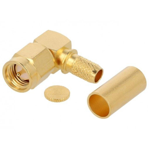 J01150A0091; Plug; SMA; male; angled 90°; 50Ω; B9907,KX15,RG58C/U; for cable; TELEGÄRTNER