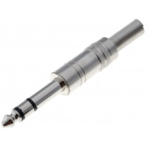 ; Plug; Jack 6,3mm; male; stereo; with strain relief; straight; 