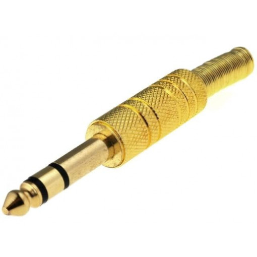 ; Plug; Jack 6,3mm; male; stereo; with strain relief; straight; 