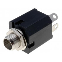 ; Socket; Jack 6,3mm; mono; straight; for panel mounting; 10mm; 