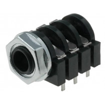 JC-215; Socket; Jack 6,3mm; female; stereo; with on/off switch; THT; NINIGI
