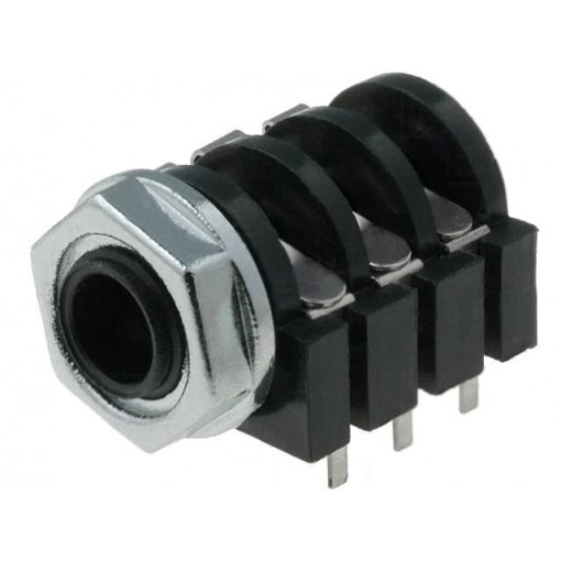 JC-215; Socket; Jack 6,3mm; female; stereo; with on/off switch; THT; NINIGI