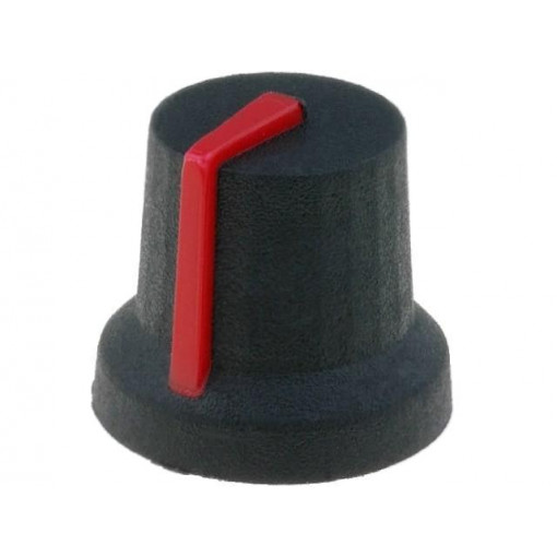 CL170842CR; Knob; with pointer; rubber,plastic; Øshaft: 6mm; Ø16.8x14.5mm; CLIFF