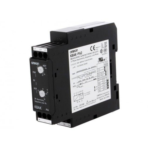 K8AK-PA2; Module: voltage monitoring relay; DIN; SPDT; 0.1÷30s; IP20; OMRON