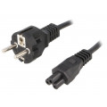 ; Cable; CEE 7/7 (E/F) plug,IEC C5 female; 1.5m; black; PVC; 2.5A; ESPE