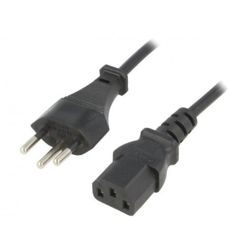 ; Cable; IEC C13 female,SEV-1011 (J) plug; 1.8m; black; PVC; 10A; ESPE