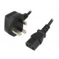 ; Cable; BS 1363 (G) plug,IEC C13 female; 1.5m; black; PVC; 5A; 250V; ESPE