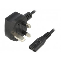 ; Cable; BS 1363 (G) plug,IEC C7 female; 3m; Sockets: 1; black; PVC; ESPE