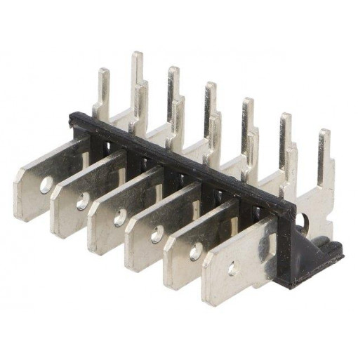 7806; Terminal: spade terminal strip; 6.4mm; 0.8mm; THT; brass; tinned; KEYSTONE