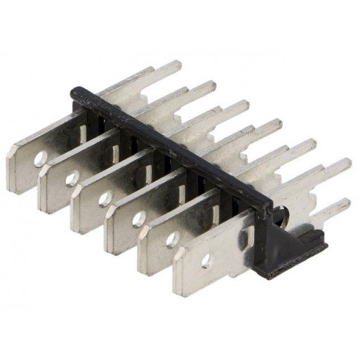 7816; Terminal: spade terminal strip; 6.3mm; 0.8mm; THT; brass; tinned; KEYSTONE