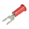 8263; Fork terminal; M3,5; Ø: 3.66mm; crimped; for cable; insulated; red; KEYSTONE