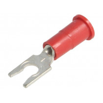 8263; Fork terminal; M3,5; Ø: 3.66mm; crimped; for cable; insulated; red; KEYSTONE