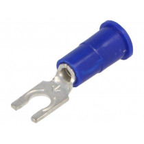 8266; Fork terminal; M3,5; Ø: 3.66mm; crimped; for cable; insulated; blue; KEYSTONE