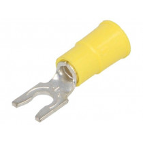 8270; Fork terminal; M4; Ø: 4.32mm; crimped; for cable; insulated; yellow; KEYSTONE