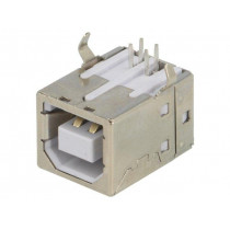 924; Socket; USB B; on PCBs; THT; PIN: 4; angled 90°; USB 2.0; 1A; 30V; KEYSTONE