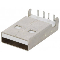 932; Plug; USB A; on PCBs; THT; PIN: 4; angled 90°; USB 2.0; gold-plated; KEYSTONE