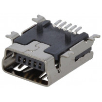 934; Socket; USB B mini; on PCBs; SMT; PIN: 5; horizontal; USB 2.0; 1A; KEYSTONE