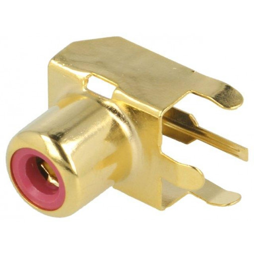 937; Socket; RCA; female; angled 90°; THT; brass; gold-plated; on PCBs; KEYSTONE