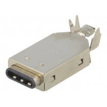 954; Plug; USB C; for cable; soldering; straight; USB 3.1; gold flash; KEYSTONE