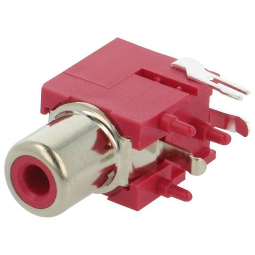 971; Socket; RCA; female; angled 90°; THT; brass; nickel plated; on PCBs; KEYSTONE
