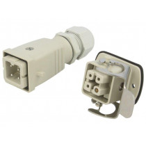 1802460000 HDC-KIT-HA 03.301 M; Connector: HDC; male + female; plug + socket; HA; PIN: 4; 3+PE; M20; WEIDMÜLLER