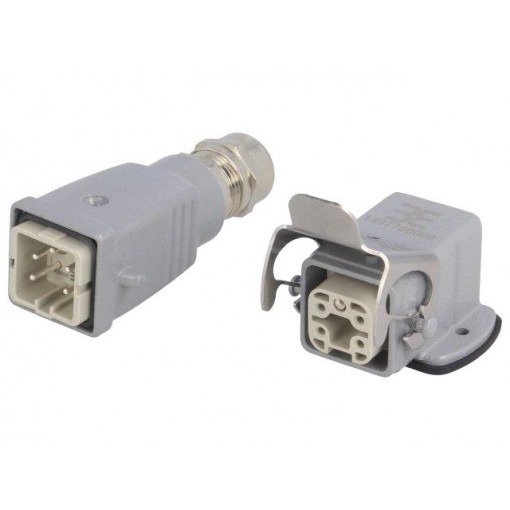 1712610000 HDC-KIT-HA 04.402; Connector: HDC; male + female; plug + socket; HA; PIN: 5; 4+PE; PG11; WEIDMÜLLER