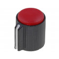 KK-10; Knob; with pointer; plastic; Øshaft: 6.35mm; Ø13x15mm; red; SR PASSIVES