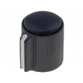 KK-11; Knob; with pointer; plastic; Øshaft: 6.35mm; Ø13x15mm; black; SR PASSIVES