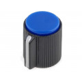 KK-12; Knob; with pointer; plastic; Øshaft: 6.35mm; Ø13x15mm; blue; SR PASSIVES