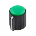 KK-14; Knob; with pointer; plastic; Øshaft: 6.35mm; Ø13x15mm; green; SR PASSIVES