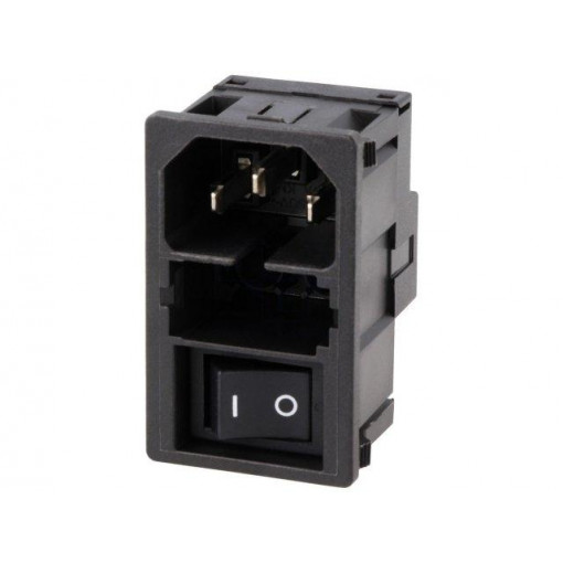 KM00.1205.11; Connector: AC supply; socket; male; 10A; 250VAC; IEC 60320; 1÷2.5mm; SCHURTER