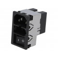 KMF1.1123.11; Connector: AC supply; socket; male; 2A; 250VAC; IEC 60320; 4mH; SCHURTER