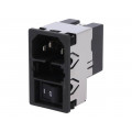 KMF1.1221.11; Connector: AC supply; socket; male; 2A; 250VAC; IEC 60320; 4mH; SCHURTER