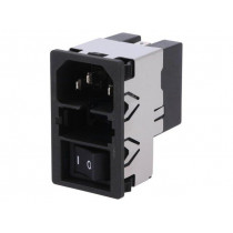KMF1.1221.11; Connector: AC supply; socket; male; 2A; 250VAC; IEC 60320; 4mH; SCHURTER