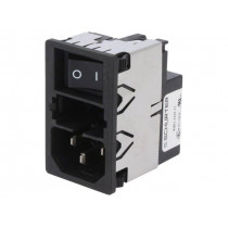 KMF1.1261.11; Connector: AC supply; socket; male; 6A; 250VAC; IEC 60320; 0.7mH; SCHURTER