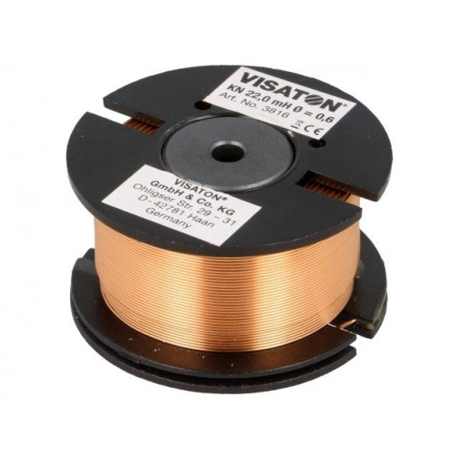 3816; Inductor: coil; 22mH; 5.2Ω; Ø: 55mm; H: 30mm; Øcore: 0.6mm; VISATON