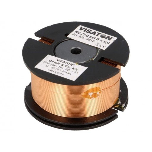 3818; Inductor: coil; 27mH; 6.4Ω; Ø: 55mm; H: 30mm; Øcore: 0.6mm; VISATON