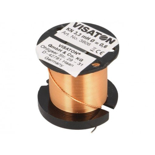 3806; Inductor: coil; 3.3mH; 1.4Ω; Ø: 32mm; H: 29mm; Øcore: 0.6mm; VISATON