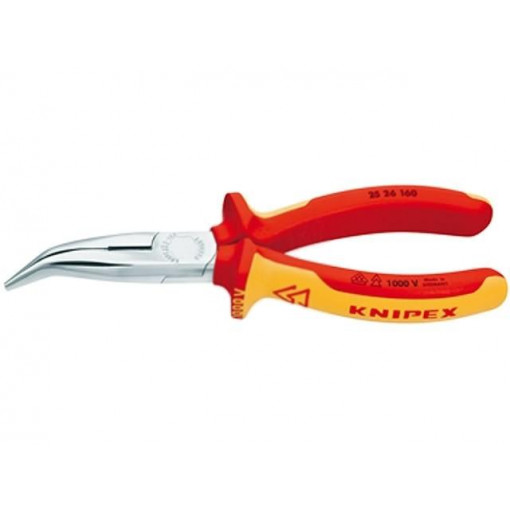 25 26 160; Pliers; insulated,curved,half-rounded nose; 160mm; 1kVAC; KNIPEX