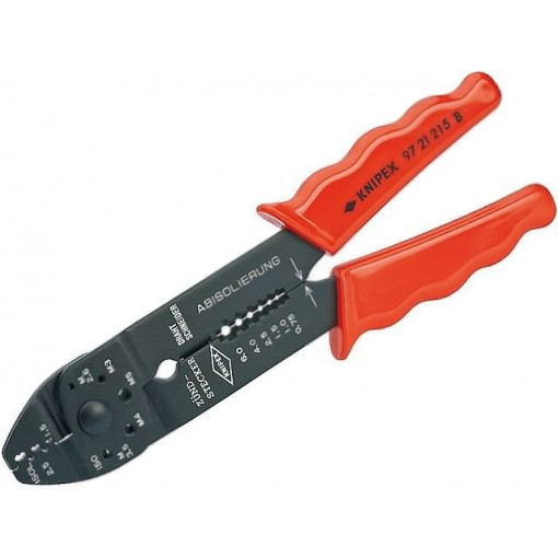97 21 215 B; Tool: for crimping; non-insulated terminals,wire cutting; 230mm; KNIPEX