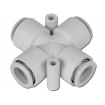 KQ2TW06-00A; Push-in fitting; -1÷10bar; Mat: polypropylene; 4-fold branch; SMC