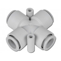 KQ2TW08-00A; Push-in fitting; -1÷10bar; Mat: polypropylene; 4-fold branch; SMC
