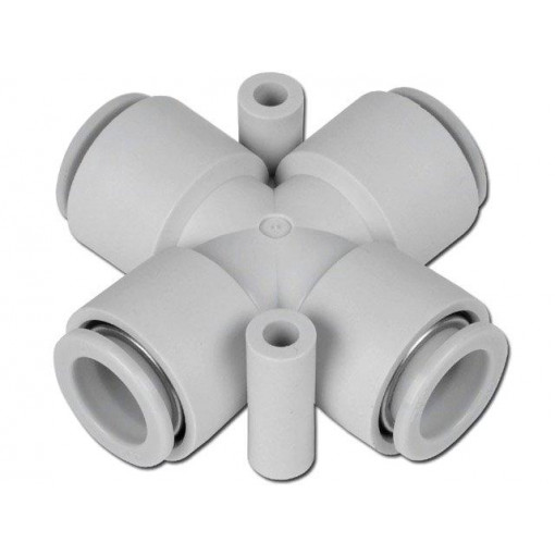 KQ2TW08-00A; Push-in fitting; -1÷10bar; Mat: polypropylene; 4-fold branch; SMC