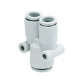 KQ2U06-08A; Tee fitting; reductive,plug-in; -1÷10bar; Mat: polypropylene; SMC KQ2U06-08A; Tee fitting; reductive,plug-in; -1÷10bar; Mat: polypropylene; SMC