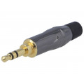 KS3PC-AU; Plug; Jack 3,5mm; male; stereo; straight; for cable; soldering; AMPHENOL