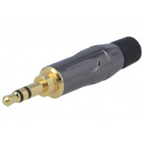 KS3PC-AU; Plug; Jack 3,5mm; male; stereo; straight; for cable; soldering; AMPHENOL
