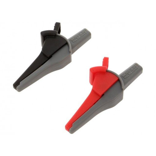 FTF000370012; Crocodile clip; 16A; red and black; Socket size: 4mm; L: 94mm; BEHA-AMPROBE